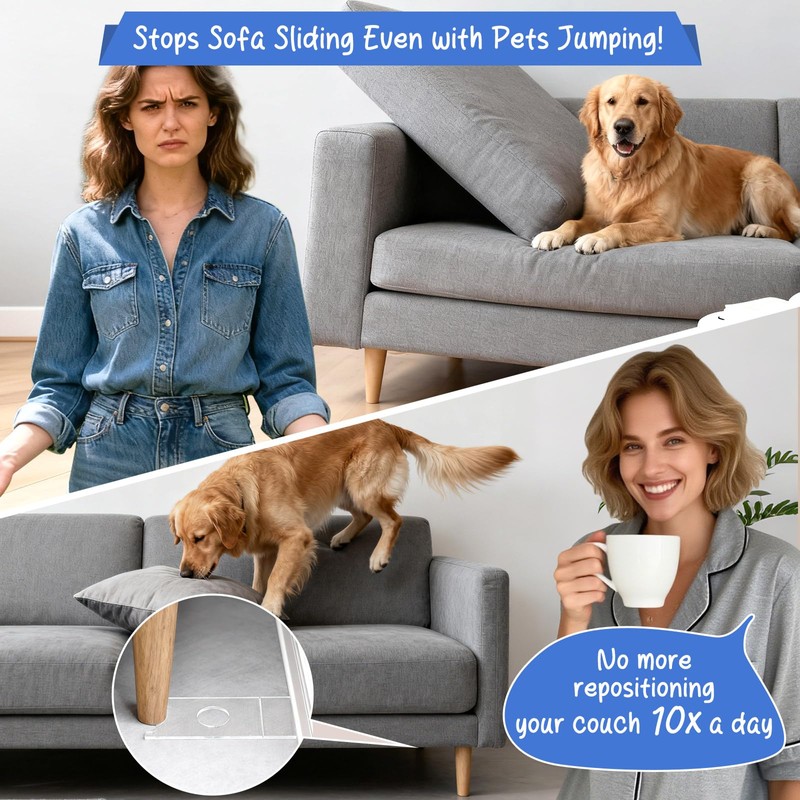 Aolamegs Clear Couch Stoppers to Prevent Sliding, 2-Pack 9" Universal