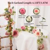 Beksodi 2Pcs Flower Garland Decorations, 12.27Ft Pink Flowers Rose Garland,