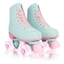 jessie Roller Skates Women, Adult Breathable PU Leather Flash Wheels Roller Skates for Beginners Professionals Indoor&Outdoor(US Size: 4.5)
