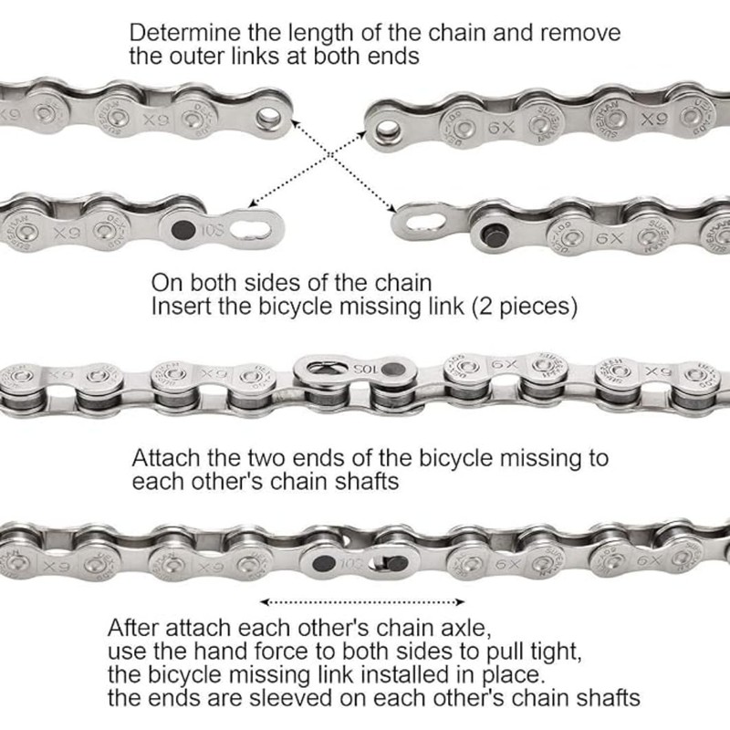 Bicycle Chain Quick Link Connector Set, 5 Pairs, Compatible with