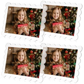 Ukontagood 4 Pack Acrylic Magnetic Scalloped Picture Frame, 5 x 7 Inch Clear Acrylic Frame with Magnetic Stand for Tabletop Home Decor