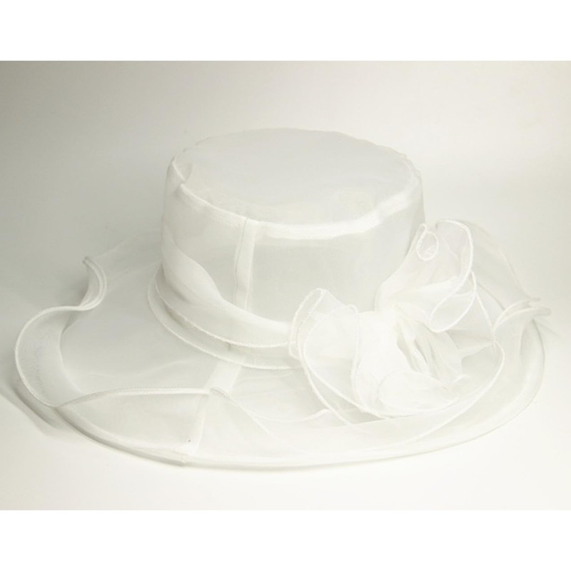 Elandy Women White Organza Church Dress Hat Tea Party Fascinator