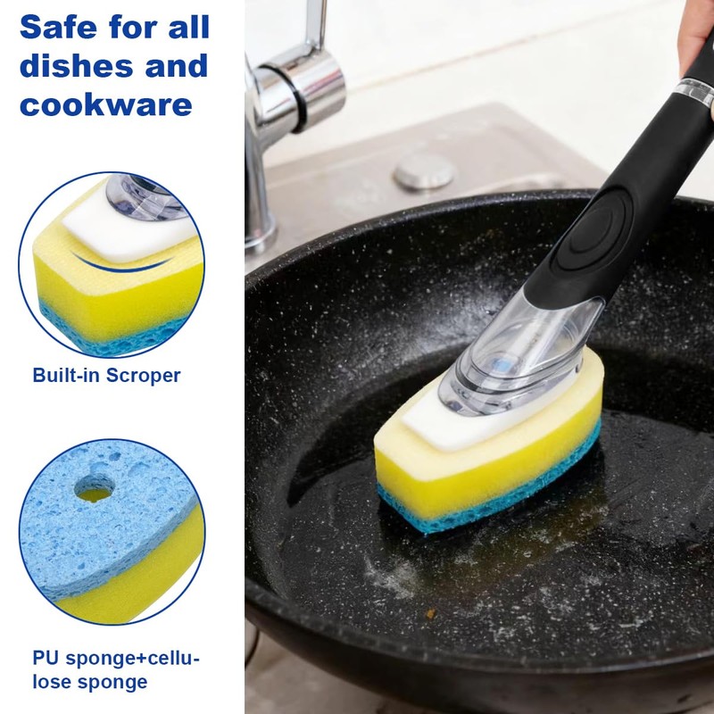 CELOX Dish Sponge with Handle for Pot Pan Sink Cleaning,