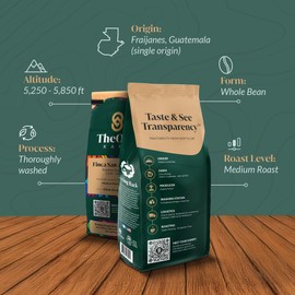 TheOne Kafe Whole Bean Coffee Medium Roast Coffee Beans 12oz (Pack of 1) Sustainable Specialty Coffee - Single Origin Coffee Whole Bean | Coffee Beans Whole - From Farm to Cup