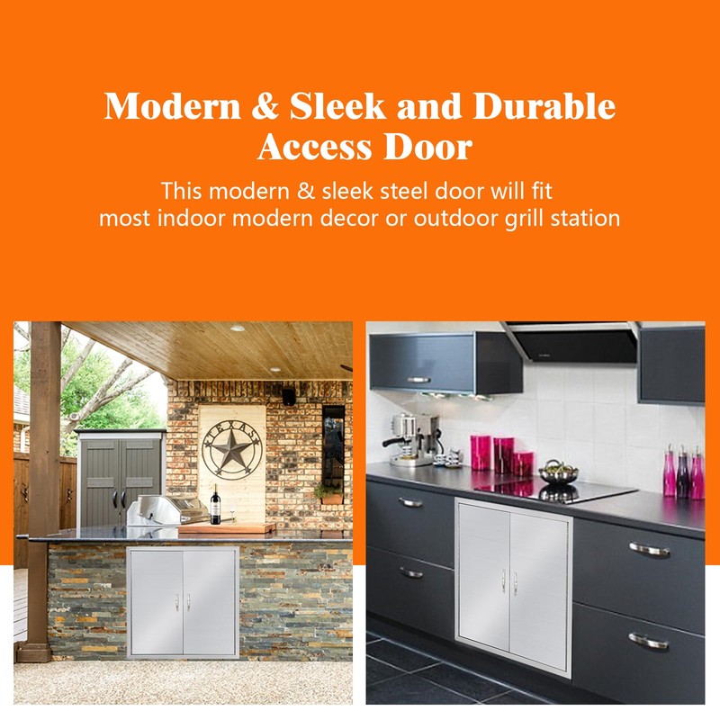 Outdoor Kitchen Doors, 31W x 24H Inch BBQ Double Access