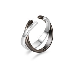 PHNIBIRD Women's Ear Cuffs, Crosses, 925 Silver, Hypoallergenic, 2 Layers, One Earring, Fake Earrings, Men's, Black, Adjustable, Non-Hole Piercing, Large, Birthday, Boyfriend, Gift, Colour:, No