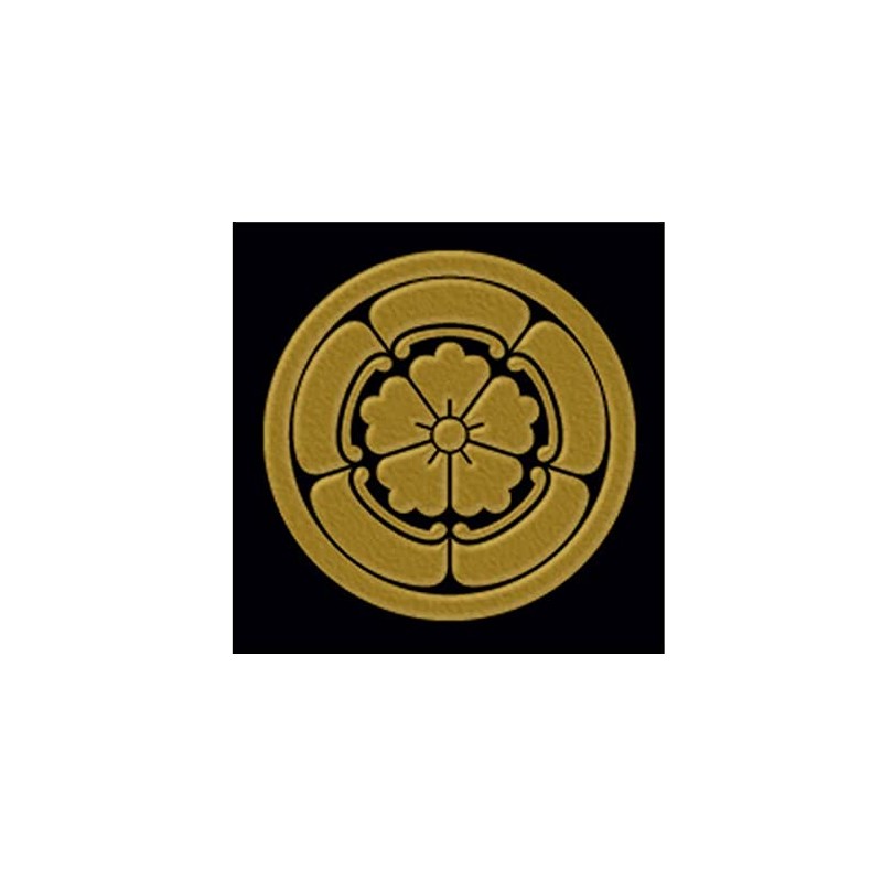 一般家紋蒔絵シール 90.丸に五瓜に唐花/GD