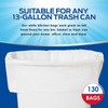 PAMI 13-Gallon Tall Garbage Bags [130-Pack, White] With Twist Ties