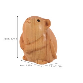 Vaguelly Wooden Hamster Model Home Decoration Wooden Hamster Statue Carved Animal Decor Wood Animal Craft Hamster Figurine Wood Animal Decoration Wood Carving Animal Statue Light Brown