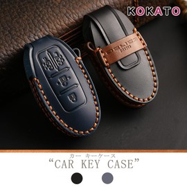 [KOKATO] Mitsubishi Delica Mini B34A B35A B37A B38A Genuine Leather Smart Key Case Key Holder Key Cover Premium Leather Protective Key Cover Easy to Put on Dirt Slip Scratch Prevention Stylish (Black)