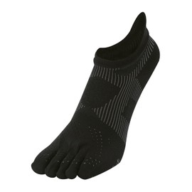 Phiten Socking, Racer, 5 Toe Socks, Running, Marathon Socks, Men's, Women's, Black/Gray, 10.6 - 11.4 inches (27 - 29 cm), Made in Japan, Foot Arch Support, Ankle Arch Support, Ultra-thin, Lightweight,