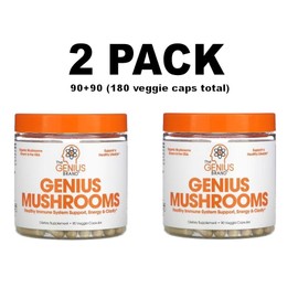 The Genius Brand, Genius Mushrooms, 2 PACK, 90 Veggie Capsules each (180 total!)