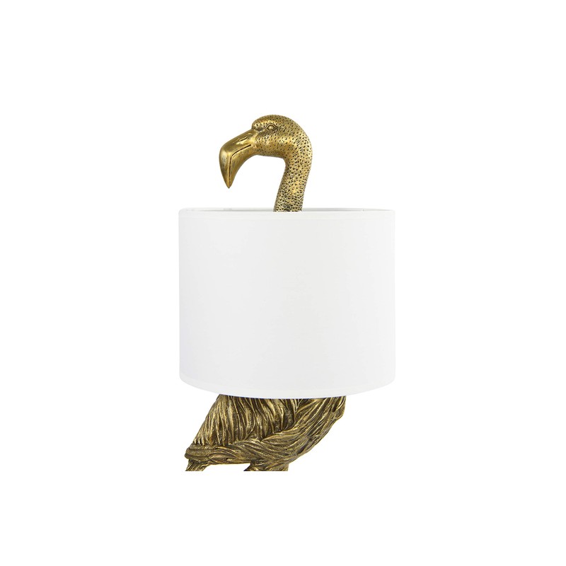 Creative Co-Op Resin Flamingo Table Lamp with Linen Shade, Gold