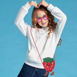 KASESSS Girls Handbag, Strawberry Kids Handbag, Bags for Girls Cute, Girls Bags PU Leather, Toddler Handbag for Kids Baby Girls, girls Cross Body bag with Ears Sunglasses and Hair Clips (Red)