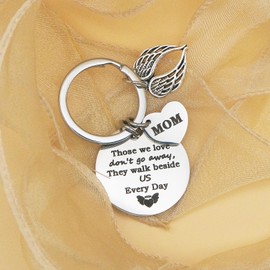 Tebliomro Memorial Gifts for Loss of Mom Sympathy Gifts Keychain Bereavement Gift for Loss of Mother They Walk Beside Us Grieving Condolence Gift for Women Men Friends In Memory of Mom Mama Keepsake
