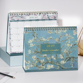 Desk Calendar 2026-2027 - Calendar 2026 2027 from July. 2026 to Dec. 2027, Desktop Calendar 2026-2027 with Holiday Reminders, Monthly Memo & Large Unruled Blocks, 25 x 20.5 x 8 cm - Almond Blossom