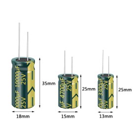 PENGLIN 5pcs Electrolytic Capacitors Aluminum Electrolytic Capacitors 25V 10000UF 105℃ 18X35mm High Frequency Low Resistance Long Life (25V 10000μF)