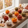FJAKA 12 Pcs Velvet Pumpkin Mini Decor, Artificial Small Foam