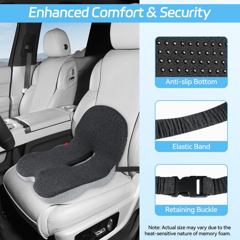 Truck Driver Seat Cushion, Memory Foam L-Shaped Ergonomic Cushion for