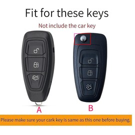 ontto Car Key Metal Case Suitable for Ford Fiesta Ecosport Focus 3 4 ST Mondeo MK3 MK4 Ecosport Kuga Fusion Metal Car Key Case Key Case Key Fob Accessories 3 Button A Black