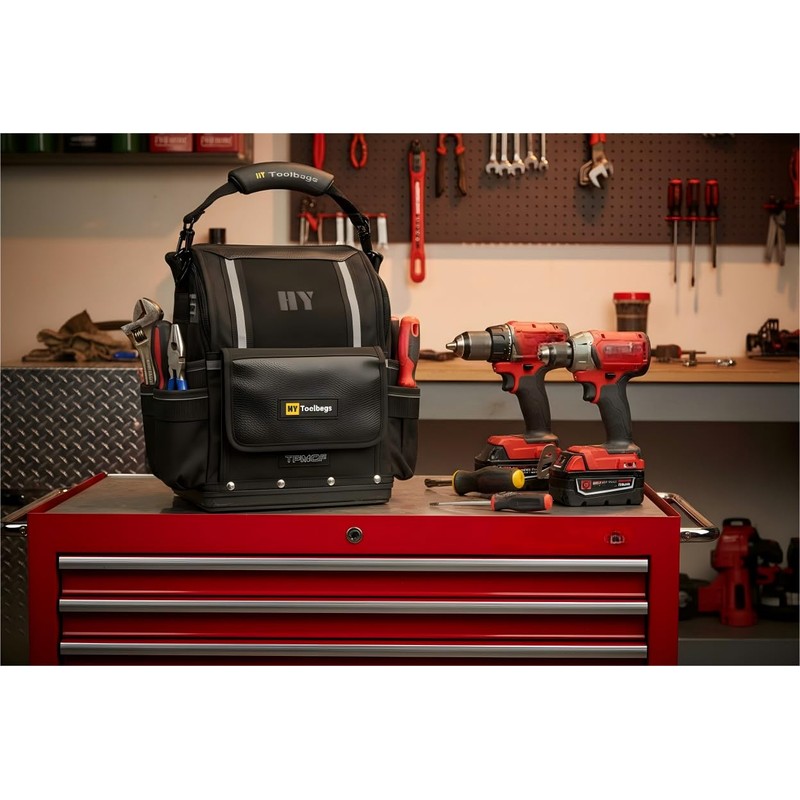 Closed Top Toolbags Professional Electrician Tool Bag, Tool Organizer, HVAC,Black,
