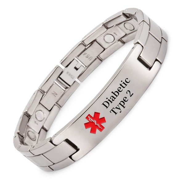YINOX Magnetic Medical Alert Bracelet for Men with Super Strong