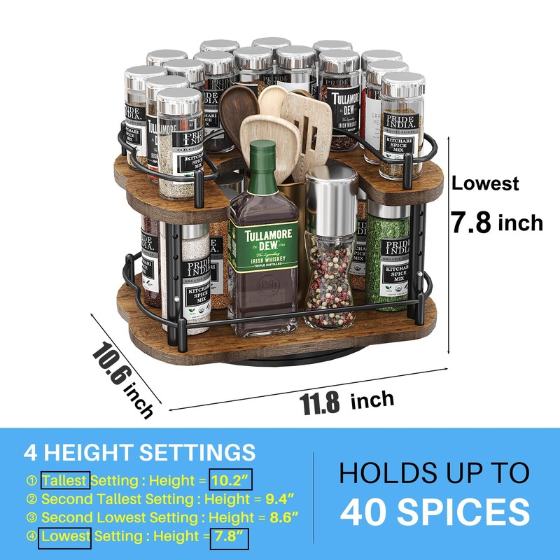 Lazy Susan Organizer Spice Rack - Spice Organization for Cabinet