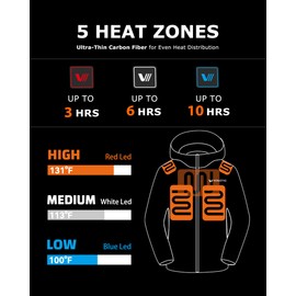 Venustas Men's Heated Jacket with Battery pack 7.4V, Windproof Electric Insulated Coat with Detachable Hood