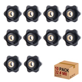 Mythosurge Star Grip Nut Star Nuts Pack of 10 M8 × 32 mm Internal Thread Clamping Knob Grip Nuts Knurled Nut Clamping Nut Through Hole Star Head for Machine Tools (M8)