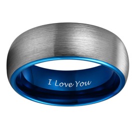 TRUMIUM 8mm Tungsten Ring I Love You for Men Women Couple Wedding Band Comfort Fit Size 14.5