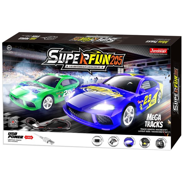 Joysway: SuperFun 205-1/43 USB Power Slot Car Racing Set, Layout