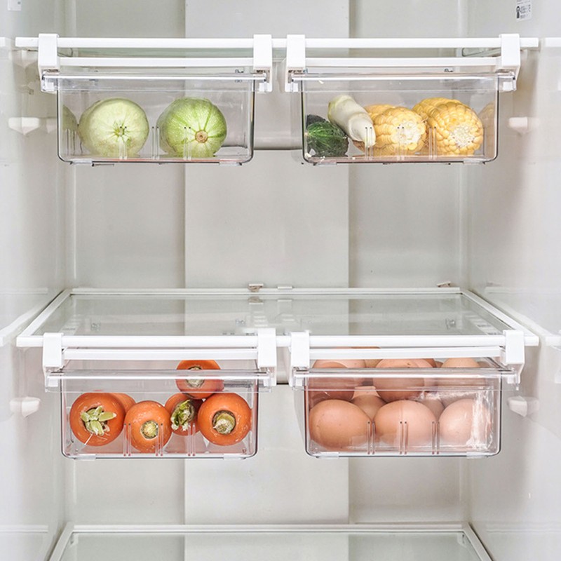 Refrigerator Drawer Large Capacity Transparent Rectangular Fridge Under Shelf Drawer
