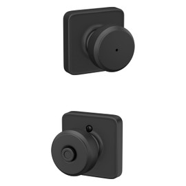 Schlage F40 BWE 622 LFL Bowery Door Knob with Laflin Trim, Bed & Bath Privacy Lock, Matte Black