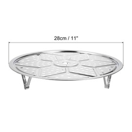 sourcing map Stainless Steel Steamer Rack with Stand, 11 Inch Pot Steaming Tray for Steamer Cookware Instant Pressure Cooker, Silver Tone