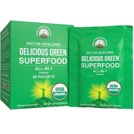 Organic Greens Superfood Powder Travel Packets – Nutrient-Dense Daily Greens Drink Mix with Antioxidants, Probiotics & Digestive Support – On-the-Go