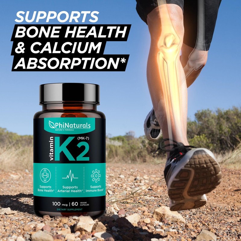 PhiNaturals Vitamin K2 Mk7 100 mcg Vegan 60 Capsules Bone