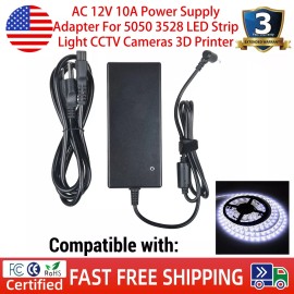 For LED Strip AC 12V 10A Power Supply Adapter For 5050 3528 LED Strip Light CCTV Cameras
