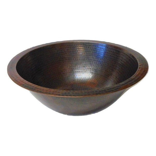 15" Weathered Round Copper Bathroom Sink Dual Mount