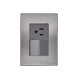 iGoto INOX2002 con 1 apagador sencillo Y 1 contacto de 1.5 módulos, Acero Inoxidable, Color Oxford