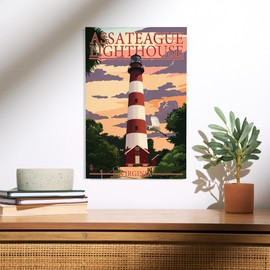 Lantern Press 12x18 Inch Premium Wood Sign, Ready to Hang Wall Decor, Assateague, Virginia, Lighthouse