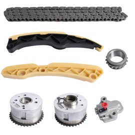 Timing Chain Kit with VVT & Camshaft Sprockets for 2012-2019 Kia Rio, Soul, Forte 1.6L, for 2012-2017 Hyundai Sonata, Tucson, Accent, Veloster 1.6L Engine, OE # 243502B600, 243702B610, 244312B620