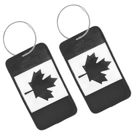 2 Packs Black Embroidery Canada Flag Luggage Tags, Woven Fabric Luggage Label,Patriotic Decorations Gift for Friend Bag Backpack