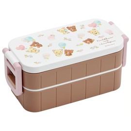Skater YZW3AG-A Bento Box, 20.3 fl oz (600 ml), Antibacterial, 2-Tier, For Women, Korilakkuma & Kogma, Made in Japan