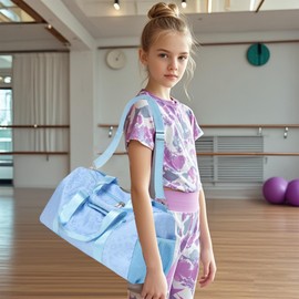 Dance Bag for Girls Duffle Bag Girls Overnight Bag Sleepover Gym Gymnastics Bag with Shoe Compartment and Wet Pocket,Leopard Shape