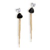 Sonateomber Double Heart Dangle Drop Gold Long Chain Tassel Earrings