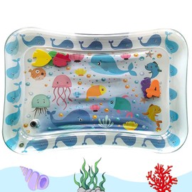 Colchoneta de agua para bebé Tummy Time, almohadilla inflable para juegos de agua, juguetes divertidos para el centro de juegos de actividades de desarrollo temprano para Recién Nacidos Niños y Niñas de 3 6 9 12 Meses (Delfín)
