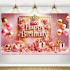 BlissYard Pink Gold Happy Birthday Banner Backdrops Cloth 71x43 inch