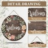 PASDUCHAS Front Door Welcome Sign, Rustic Round Wreath Colourful Floral