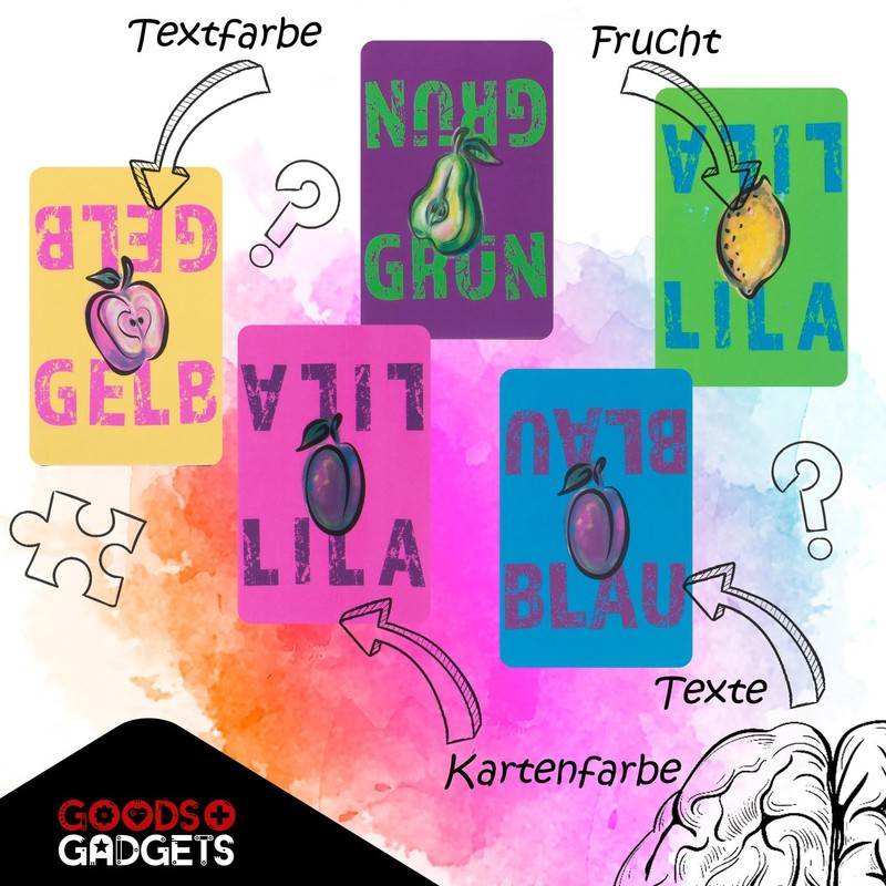 GOODS+GADGETS Fruit Punch Card Game with Stoop Effect, Brain Training