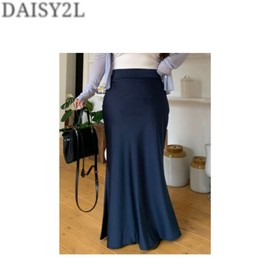 DAISY2L Satin Banding Hidden-Zipper Mermaid Long Skirt 1ea, Color#$%Size:Navy-Free